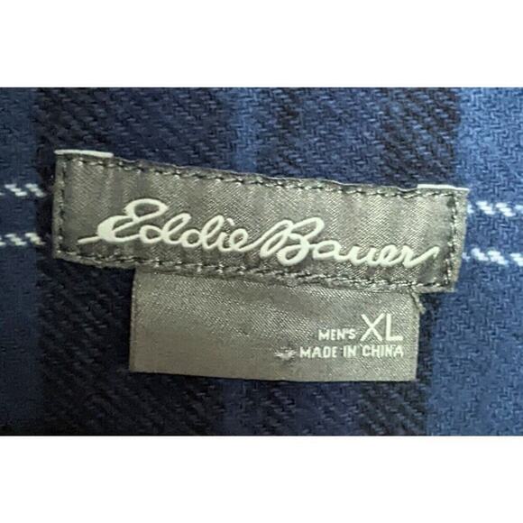 Eddie Bauer Shirt Mens XL Blue Plaid Flannel Button Down Long Sleeve Western - Picture 3 of 6